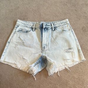Light wash jean shorts